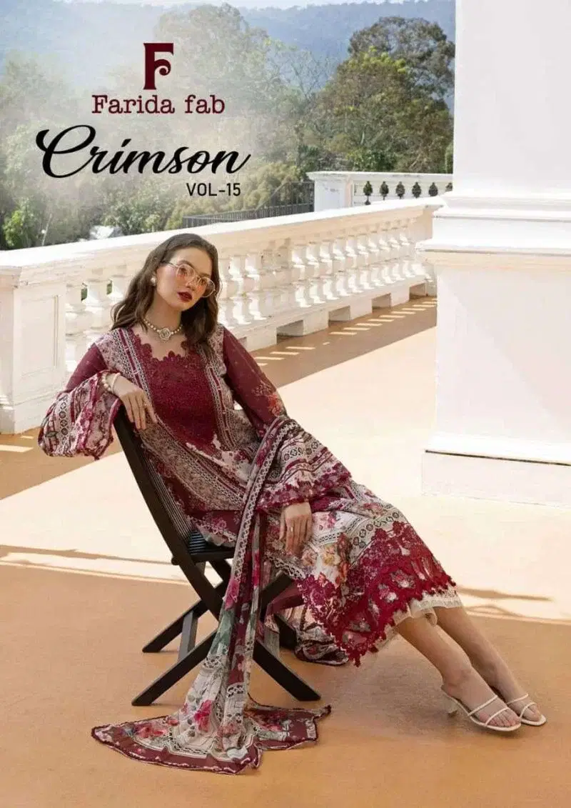 Farida Crimson Vol 15 Cotton Printed Karachi Dress Material Wholesale