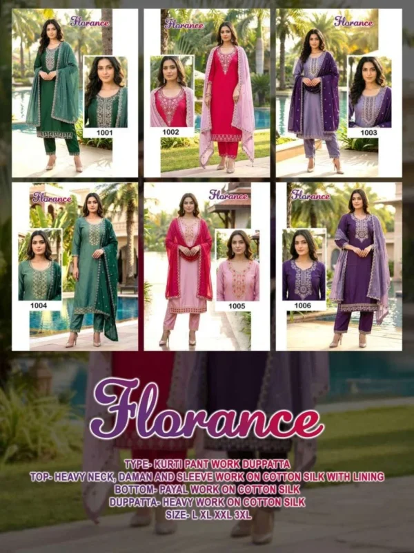 Buy Florance D No 1001 To 06 Cotton Silk Embroidered Kurti Set Wholesale 2026