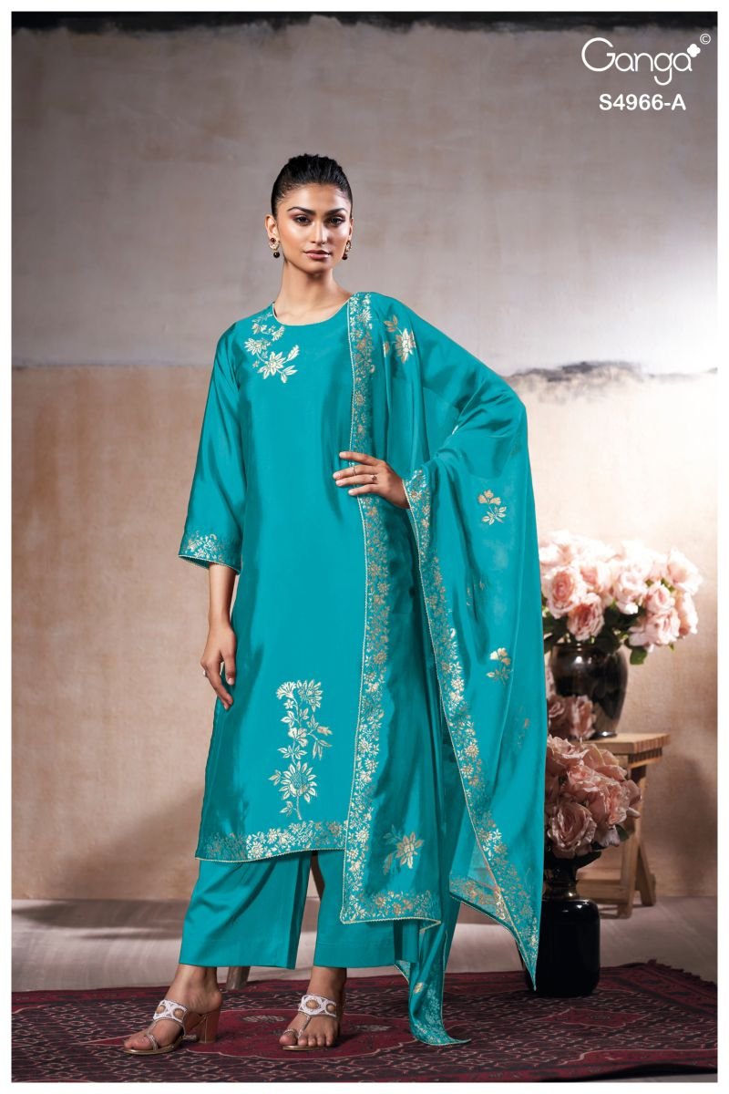 Buy Ganga Nivora 4966 Pure Viscose Woven Silk Jacquard Salwar Kameez Wholesale 2026