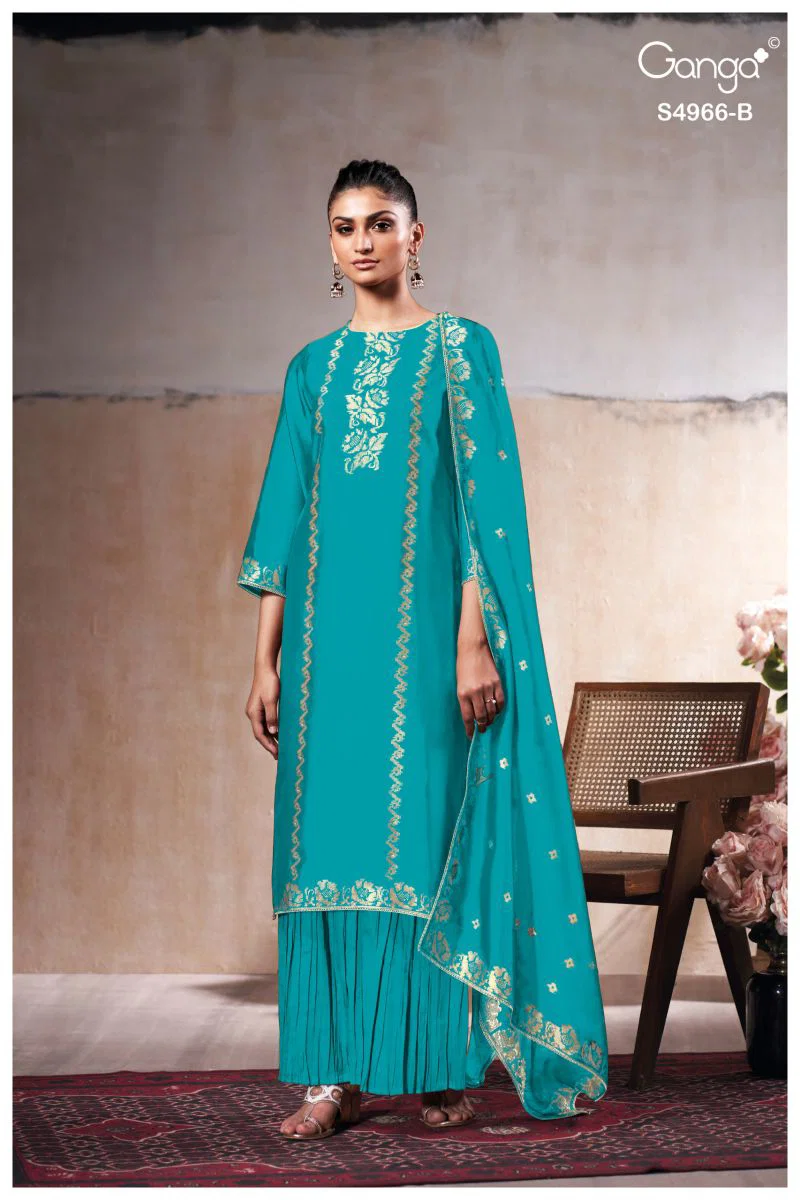 Buy Ganga Nivora 4966 Pure Viscose Woven Silk Jacquard Salwar Kameez Wholesale 2026