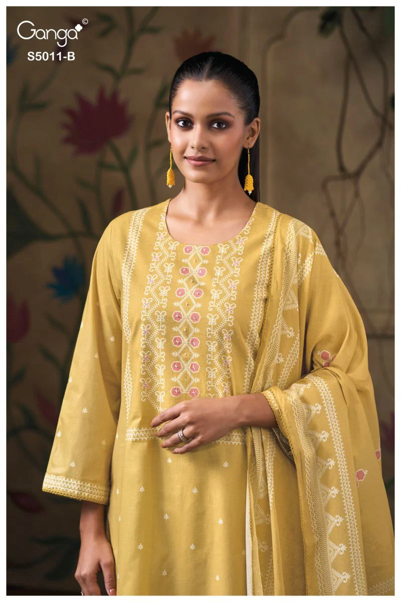 Ganga Rakul 5011 Cotton Printed With Embroidery Work Salwar Suit Wholesale
