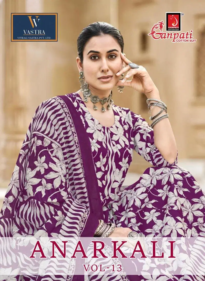 Ganpati Anarkali Vol 13 Readymade Cotton Printed Anarkali Kurti Set Wholesale