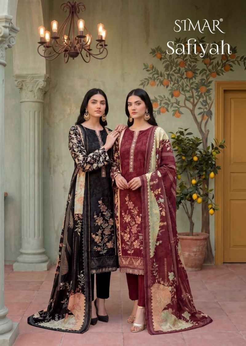 Glossy Simar Safiyah Viscose Muslin Digital Print Embroidered Salwar Kameez Wholesale