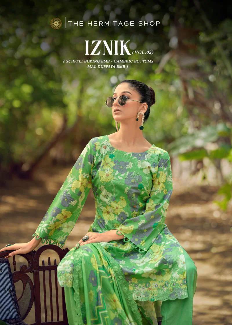 Hermitage Iznik Vol 2 Lawn Cotton Embroidered Dress Material Wholesale