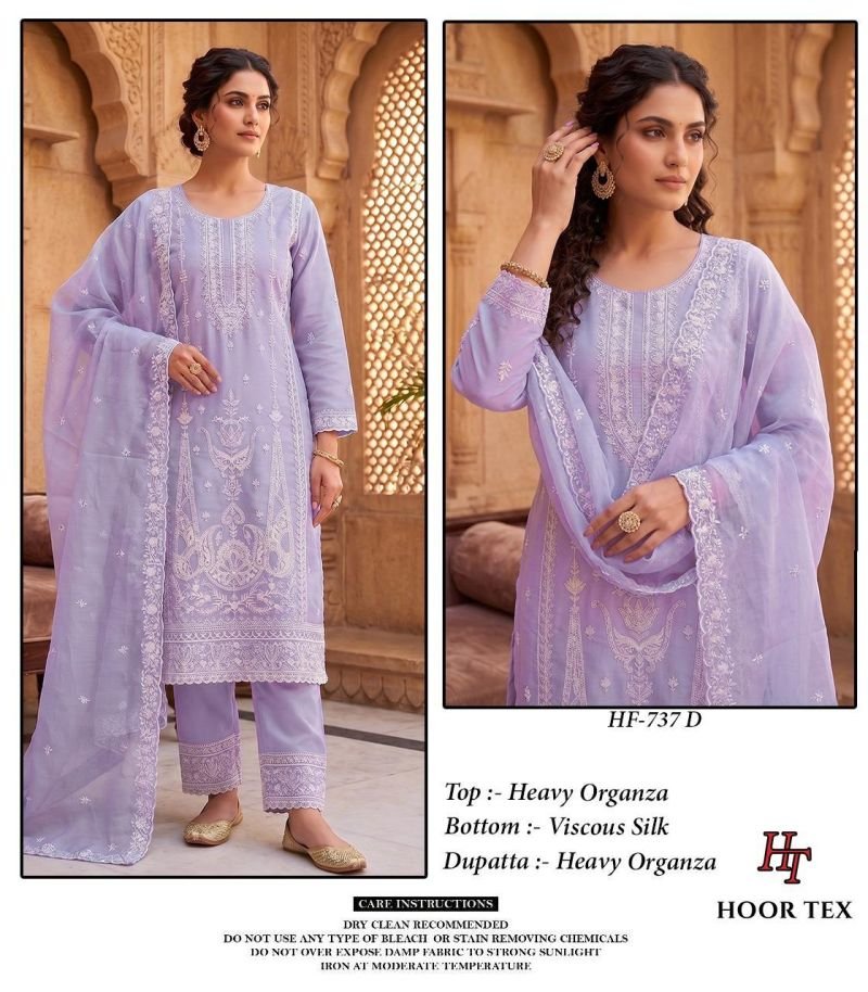 Beautiful Hoor Tex 737 A To D Heavy Organza Readymade Pakistani Salwar Kameez Wholesale 2026