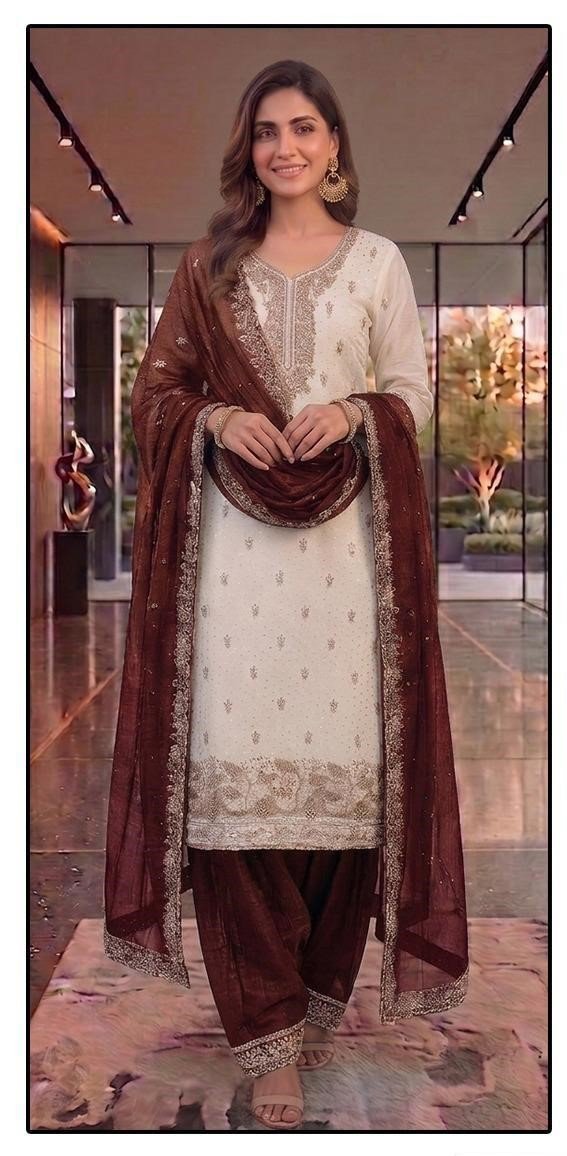 Hoor Tex 768 A To D Crunchy Embroidered Farshi Salwar Kameez Wholesale