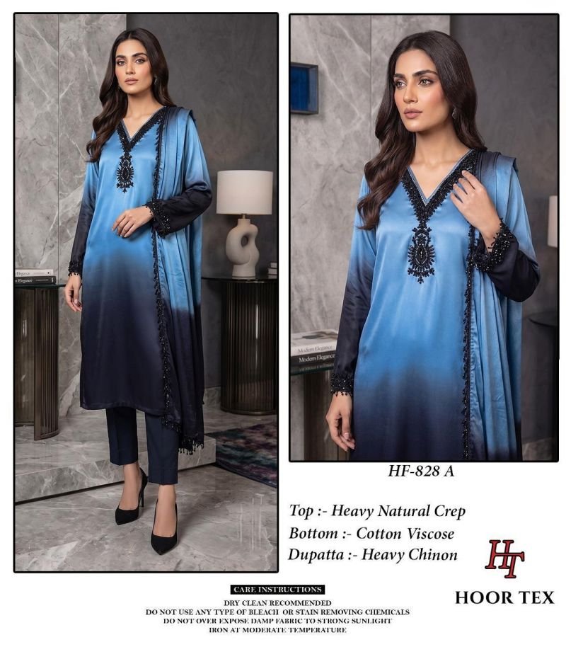 Launching Hoor Tex 828 A To D Heavy Natural Crepe Pakistani Salwar Kameez Wholesale 2026