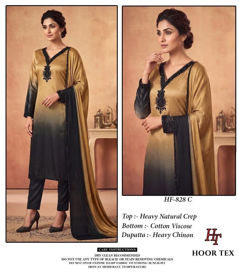 Launching Hoor Tex 828 A To D Heavy Natural Crepe Pakistani Salwar Kameez Wholesale 2026