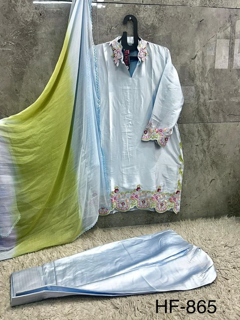 Stylish Hoor Tex 865 A To C Malai Satin Embroidered Salwar Kameez Wholesale 2026