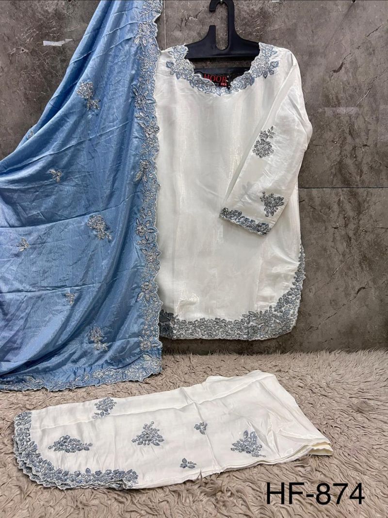 Latest Hoor Tex 874 A To D Roman Glass Silk Embroidered Salwar Kameez Wholesale 2026
