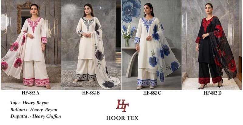 Latest Hoor Tex 882 A To D Rayon Embroidered Salwar Kameez Wholesale 2026