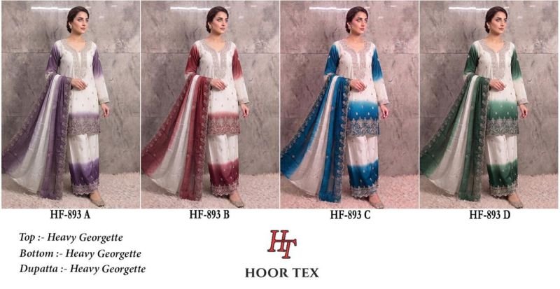 Latest Hoor Tex 893 A To D Georgette Embroidered Salwar Kameez Collection Wholesale 2026