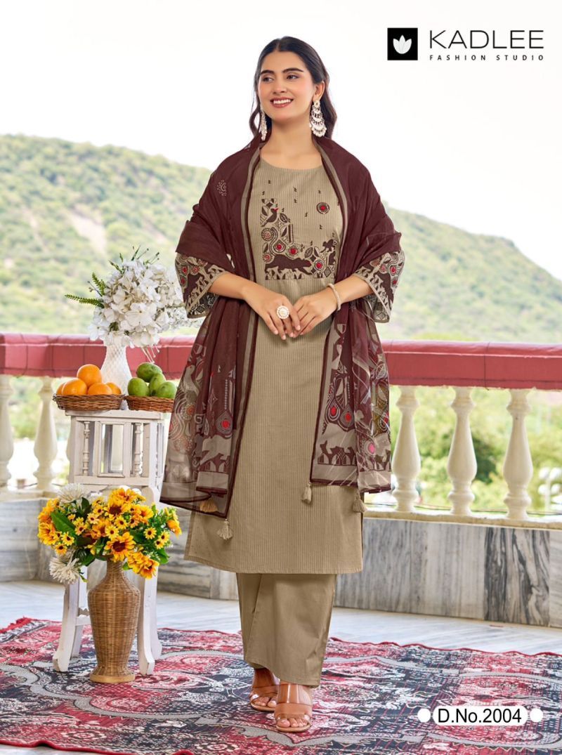 Beautiful Kadlee Deeva Sali Cotton Thread Work Kurti With Bottom Dupatta Wholesale 2026