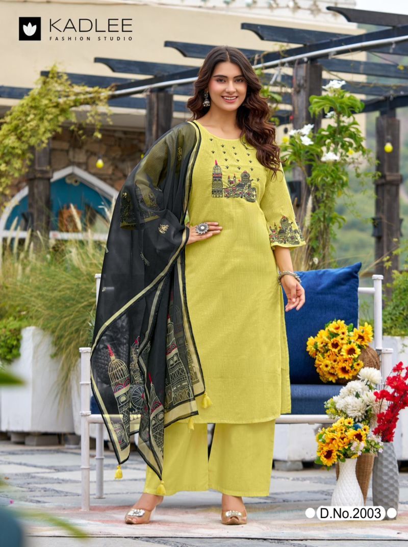 Beautiful Kadlee Deeva Sali Cotton Thread Work Kurti With Bottom Dupatta Wholesale 2026