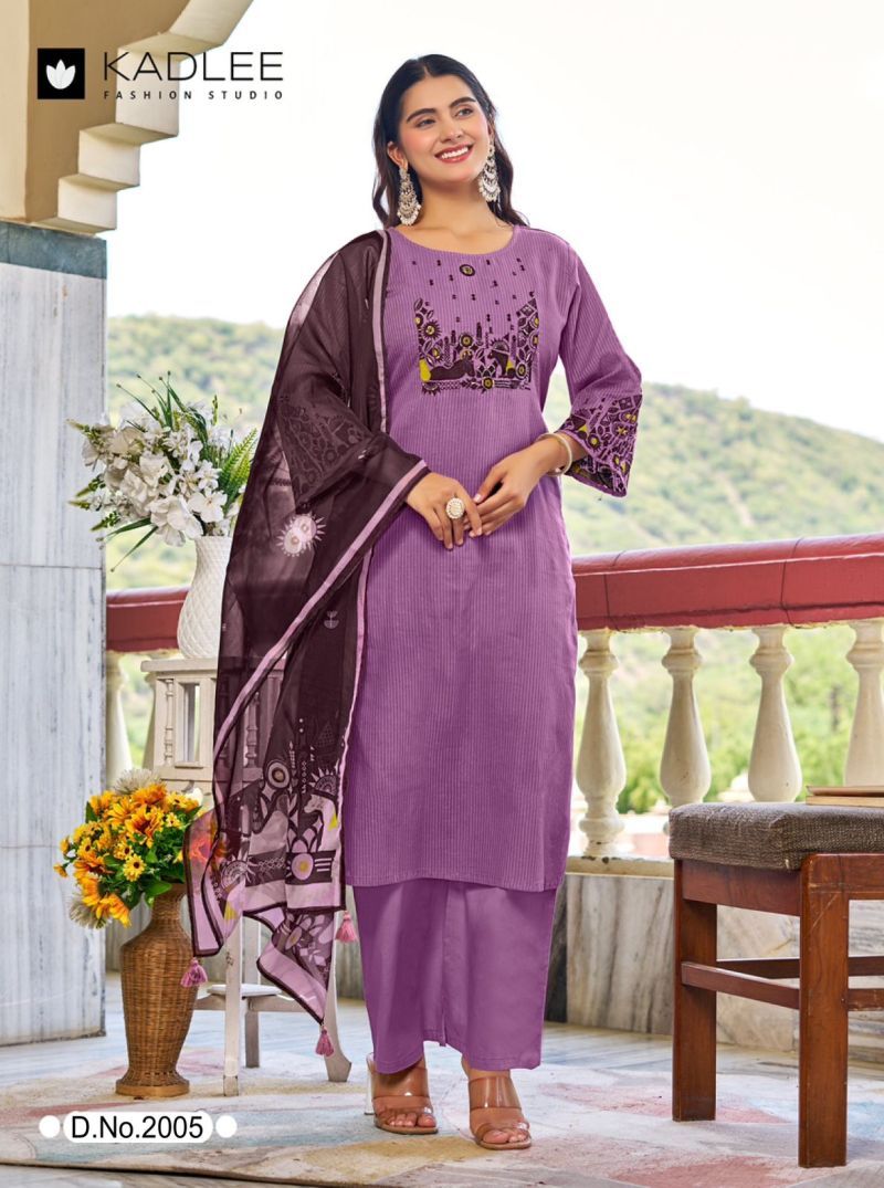 Beautiful Kadlee Deeva Sali Cotton Thread Work Kurti With Bottom Dupatta Wholesale 2026