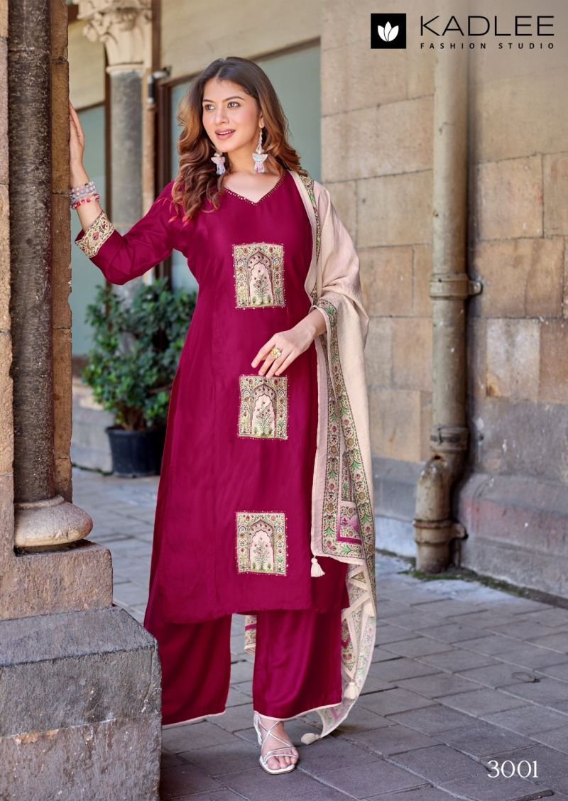Beautiful Kadlee Royal Queen Gaji Silk Hand Work Kurti With Bottom Dupatta Wholesale 2026