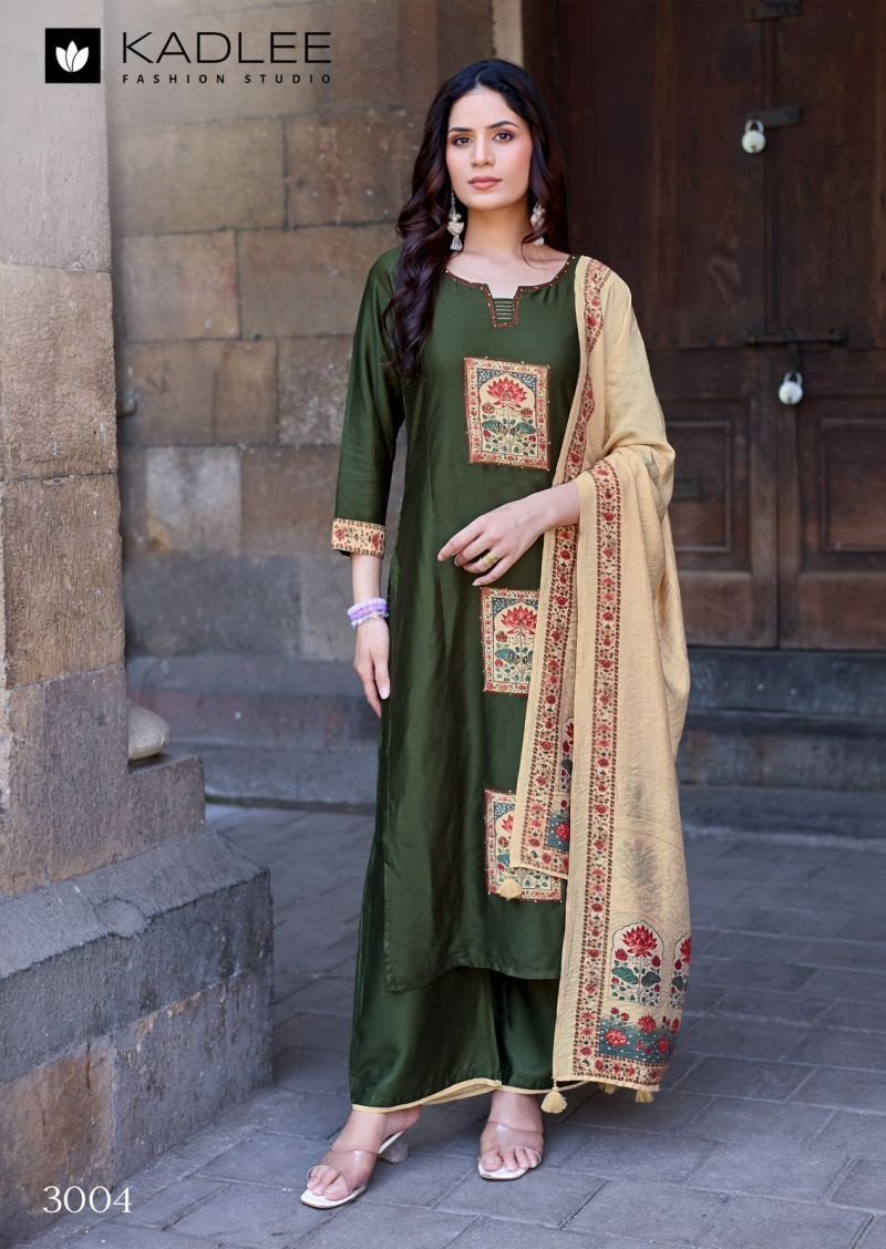 Beautiful Kadlee Royal Queen Gaji Silk Hand Work Kurti With Bottom Dupatta Wholesale 2026