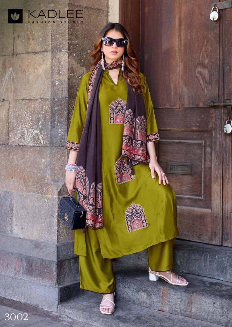 Beautiful Kadlee Royal Queen Gaji Silk Hand Work Kurti With Bottom Dupatta Wholesale 2026