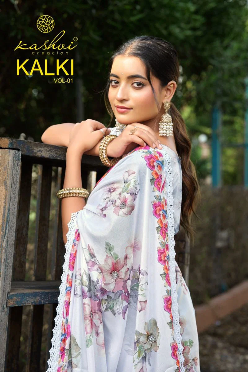 Kashvi Kalki Vol 1 Chocolate Silk Floral Printed Saree Collection Wholesale