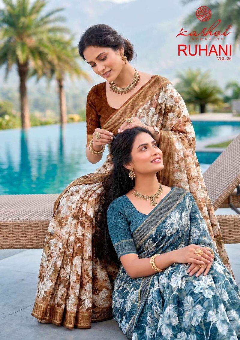 Kashvi Ruhani Vol 26 Dull Moss Zari Patta Saree Collection Wholesale