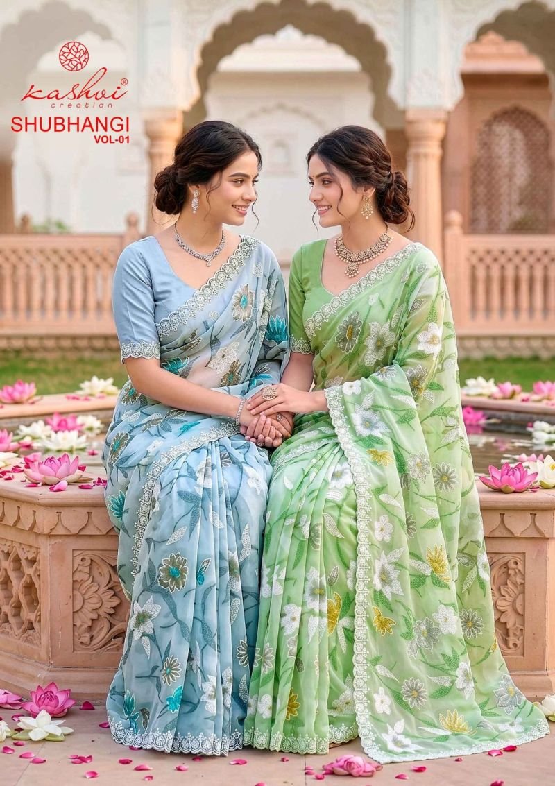 Kashvi Shubhangi Vol 1 Weightless With Embroidery Work Saree Collection Wholesale