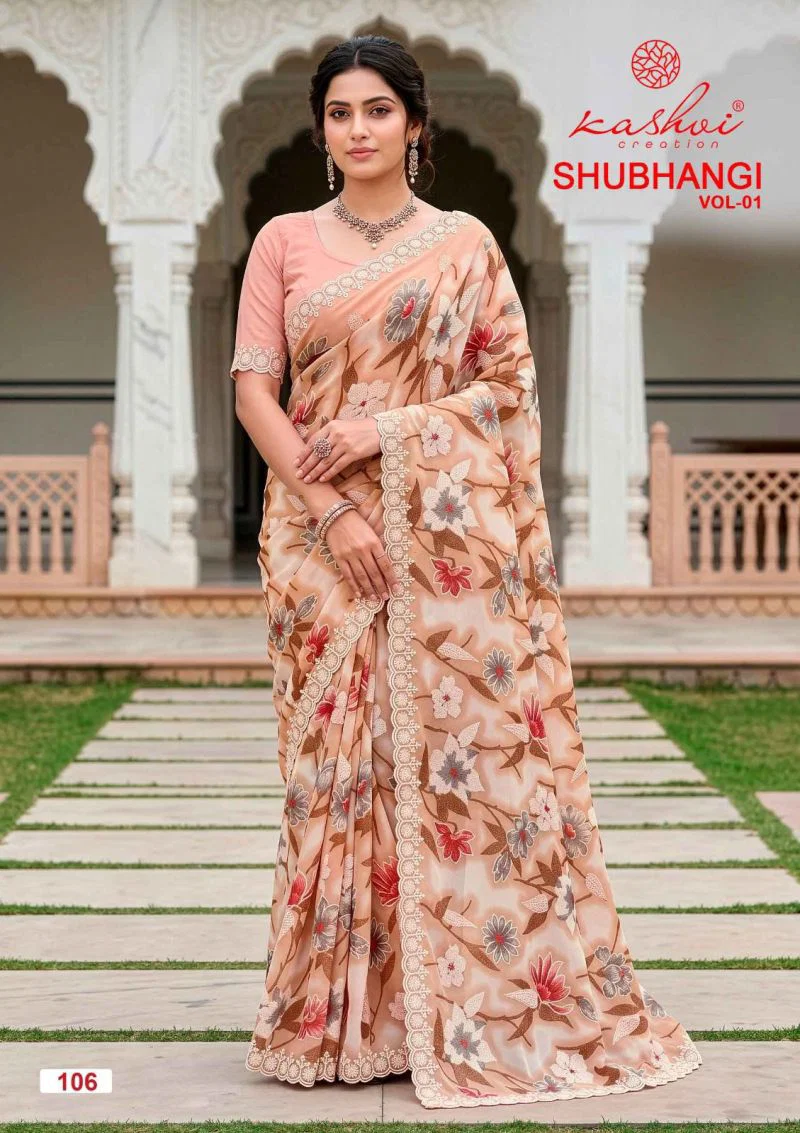 Launching Kashvi Shubhangi Vol 1 Weightless With Embroidery Work Saree Collection Wholesale 2026