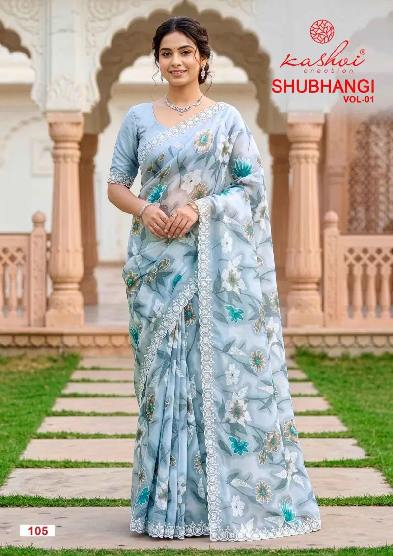 Launching Kashvi Shubhangi Vol 1 Weightless With Embroidery Work Saree Collection Wholesale 2026