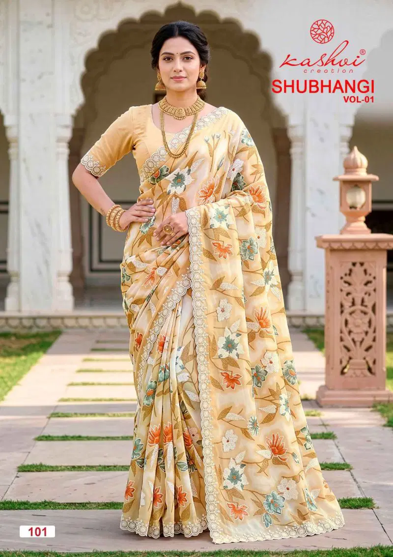 Launching Kashvi Shubhangi Vol 1 Weightless With Embroidery Work Saree Collection Wholesale 2026