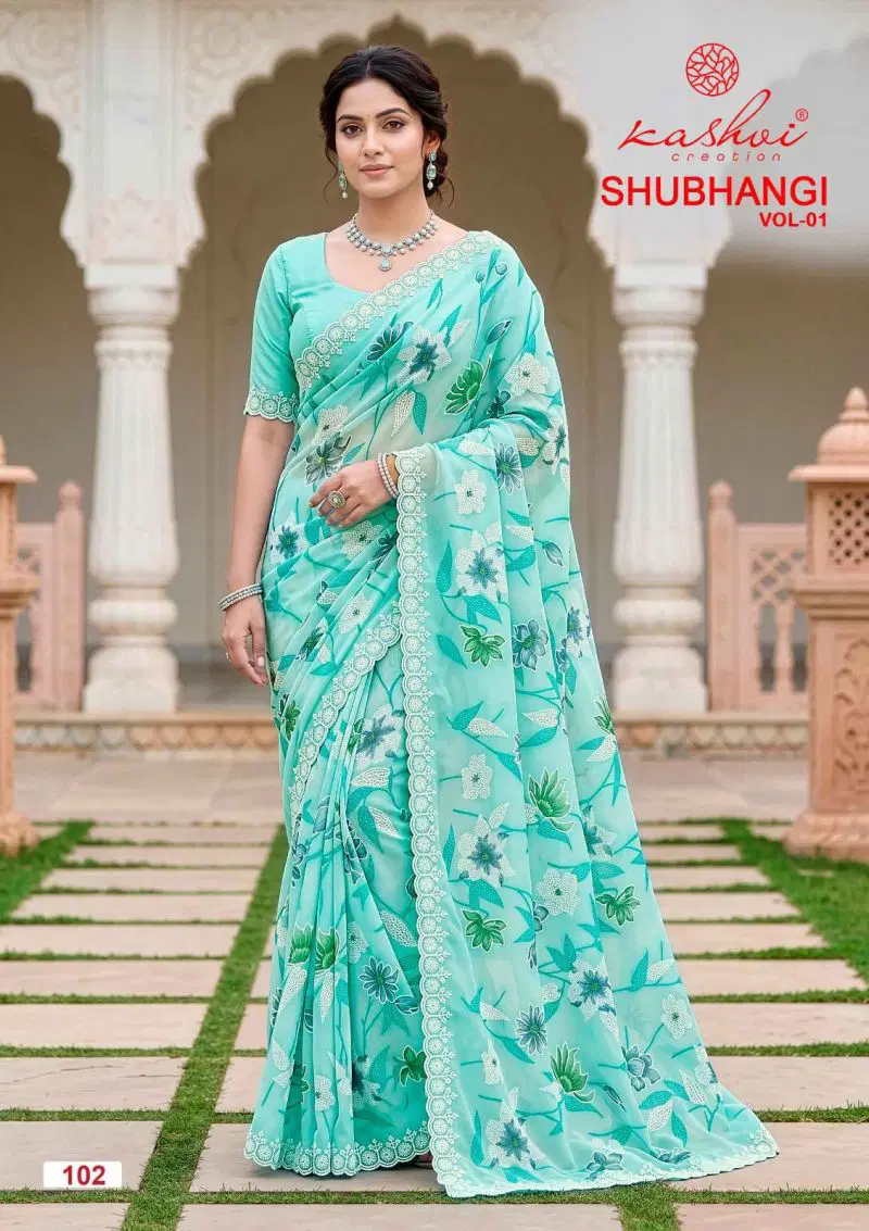 Launching Kashvi Shubhangi Vol 1 Weightless With Embroidery Work Saree Collection Wholesale 2026