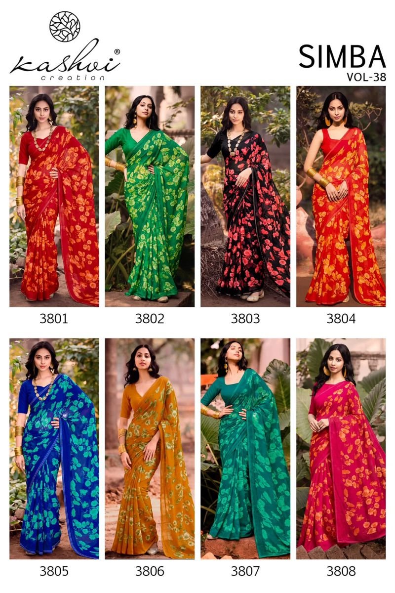 Kashvi Simba Vol 38 Georgette Printed Saree Collection Wholesale