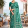 Kashvi Tanya Vol 5 Dull Moss Viscose Border Printed Saree Collection Wholesale
