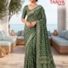 Kashvi Tanya Vol 5 Dull Moss Viscose Border Printed Saree Collection Wholesale