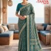 Kashvi Tanya Vol 5 Dull Moss Viscose Border Printed Saree Collection Wholesale