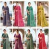 Kashvi Tanya Vol 5 Dull Moss Viscose Border Printed Saree Collection Wholesale