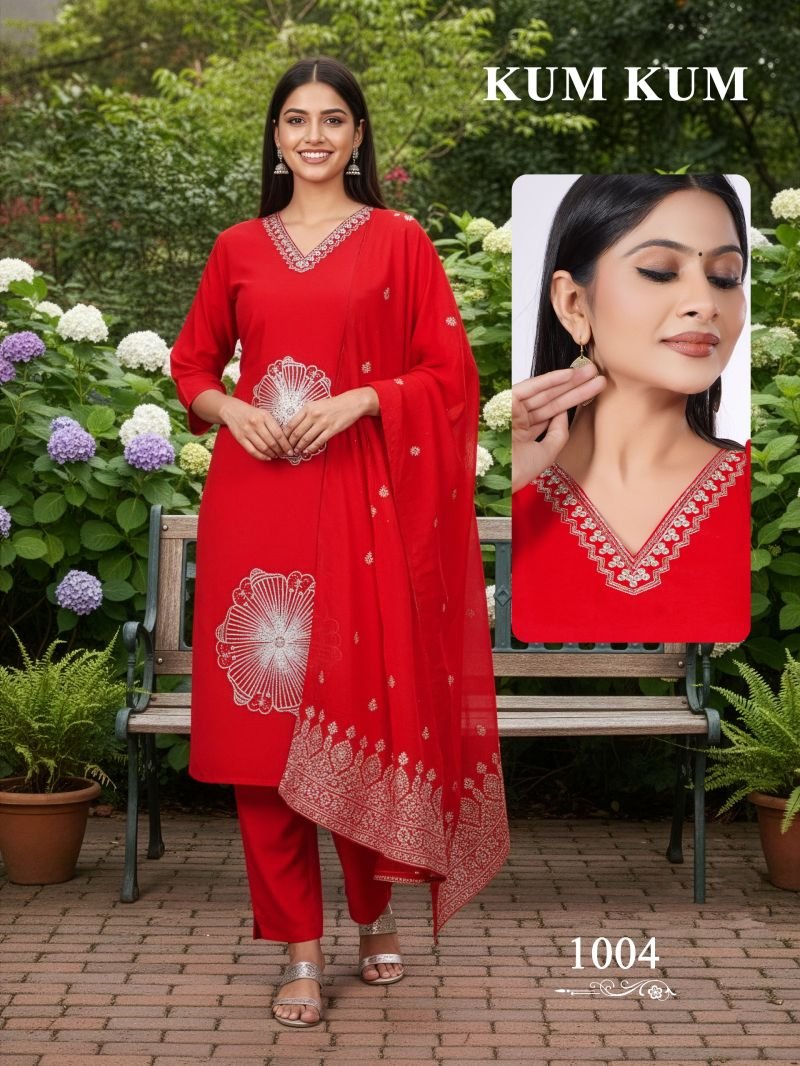 Latest Kum Kum Vol 2 Roman Silk Computer Work Kurti Set Collection Wholesale 2026
