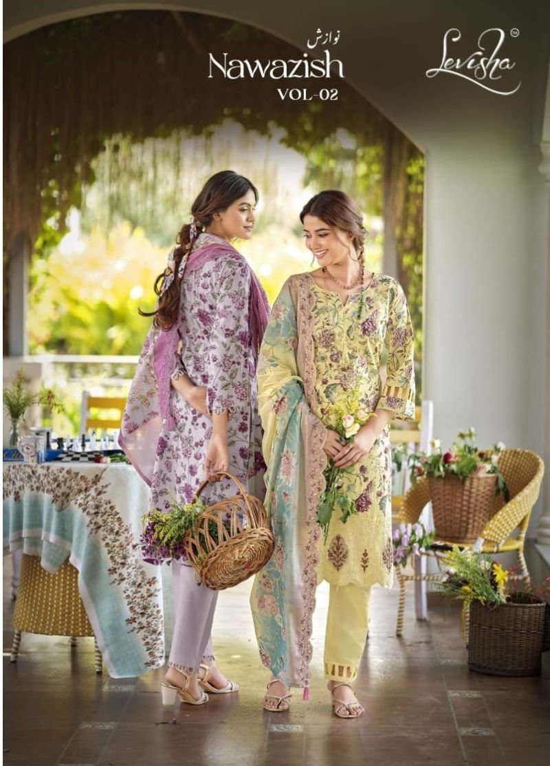 Levisha Nawazish Vol 2 Cambric Lawn Cotton Embroidered Dress Material Wholesale