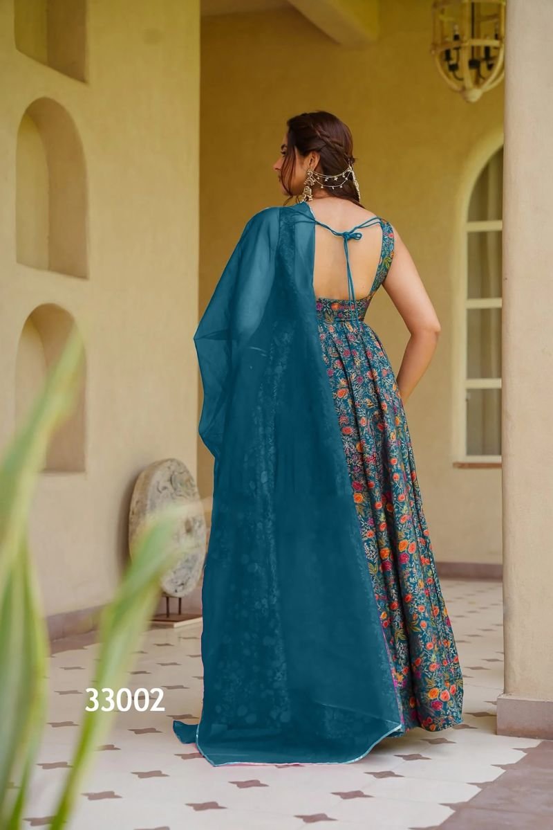 Launching Lucaya Vol 33 Silk Digital Printed Flared Gown With Dupatta Collection Wholesale 2026