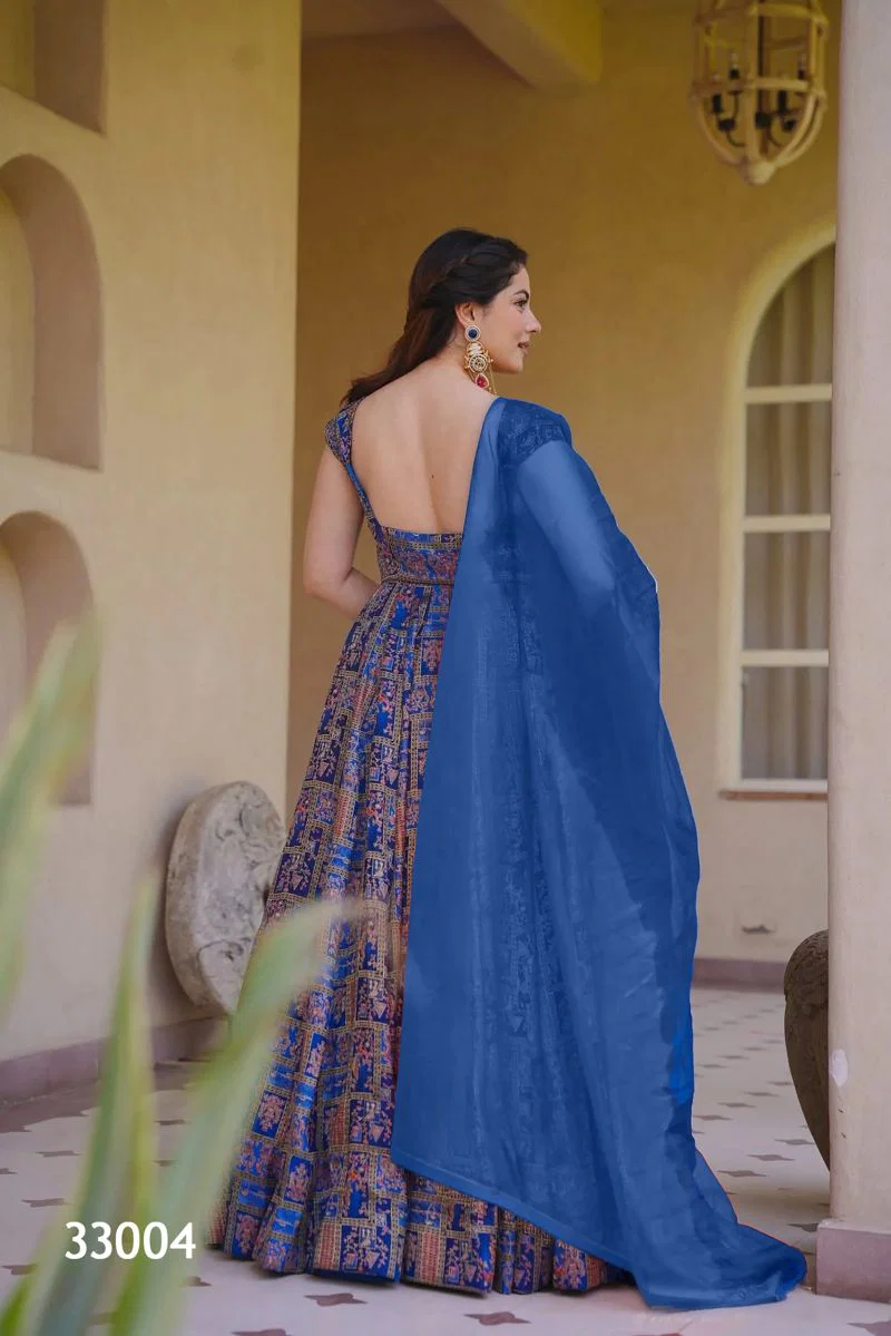 Launching Lucaya Vol 33 Silk Digital Printed Flared Gown With Dupatta Collection Wholesale 2026