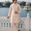 Stylish Malai Mens Kurta Vol 1 Malai Satin jacquard Work Kurta Bottom With Koti Wholesale 2026