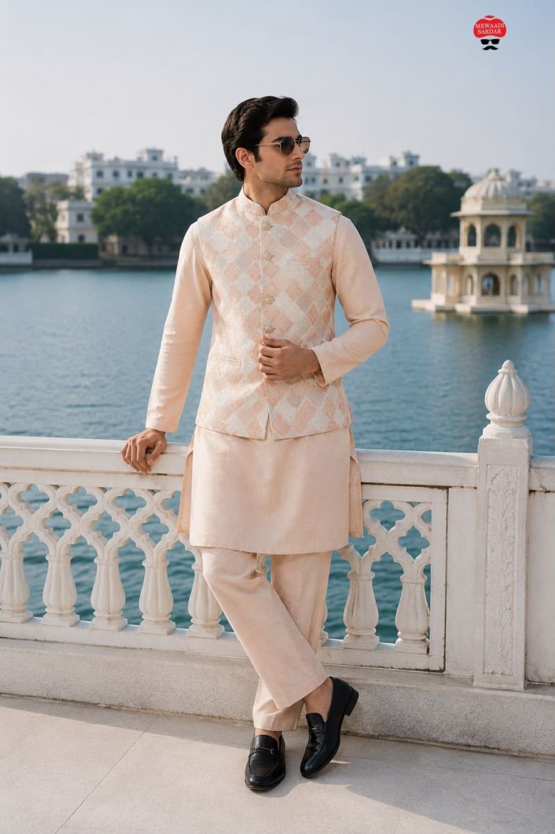 Stylish Malai Mens Kurta Vol 1 Malai Satin jacquard Work Kurta Bottom With Koti Wholesale 2026