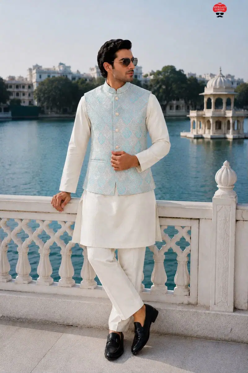 Stylish Malai Mens Kurta Vol 1 Malai Satin jacquard Work Kurta Bottom With Koti Wholesale 2026