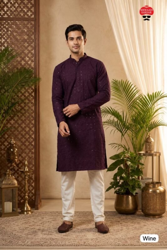 Beautiful Manyavar Chikankari Vol 2 Rayon Chikan Schiffli Work Mens Kurta With Pant Wholesale 2026