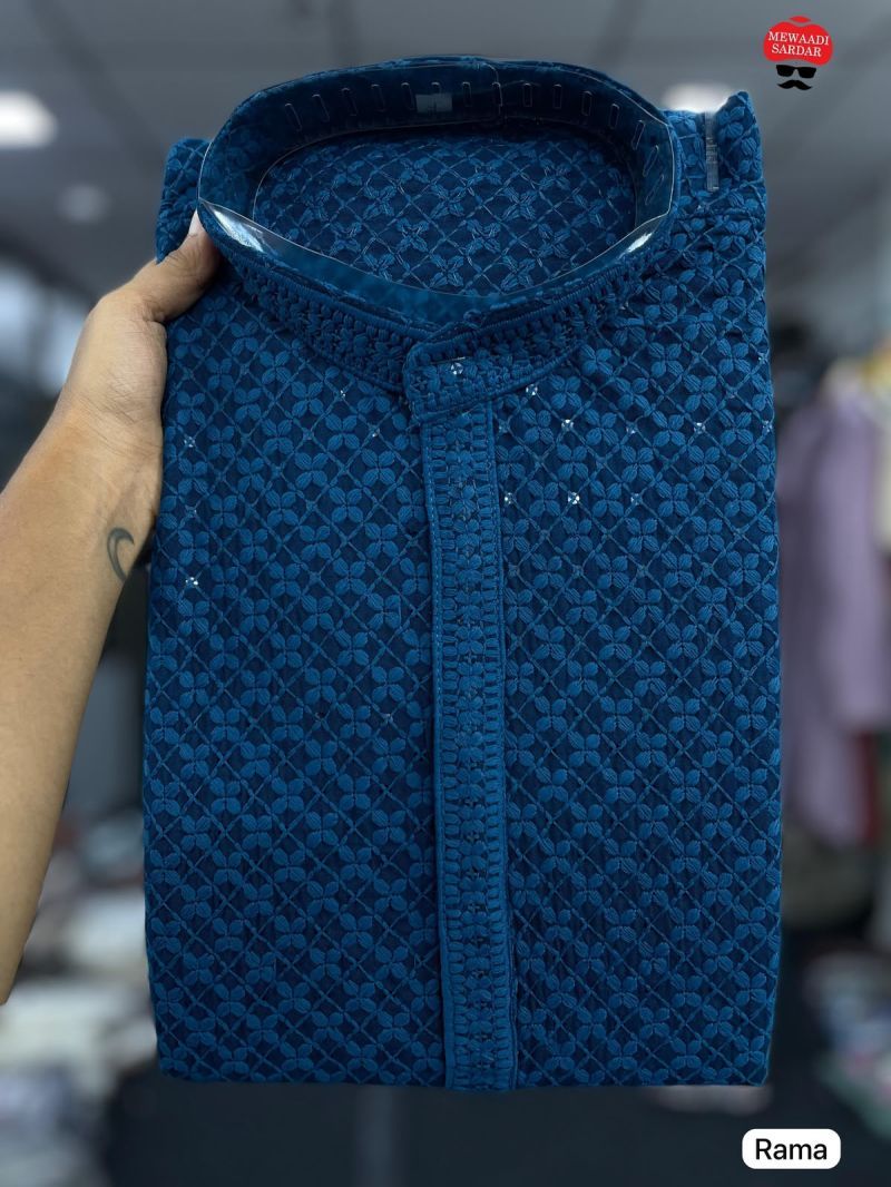Beautiful Manyavar Chikankari Vol 2 Rayon Chikan Schiffli Work Mens Kurta With Pant Wholesale 2026