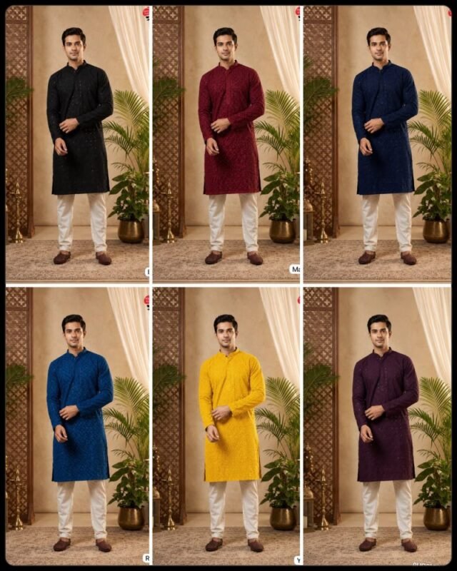 Beautiful Manyavar Chikankari Vol 2 Rayon Chikan Schiffli Work Mens Kurta With Pant Wholesale 2026