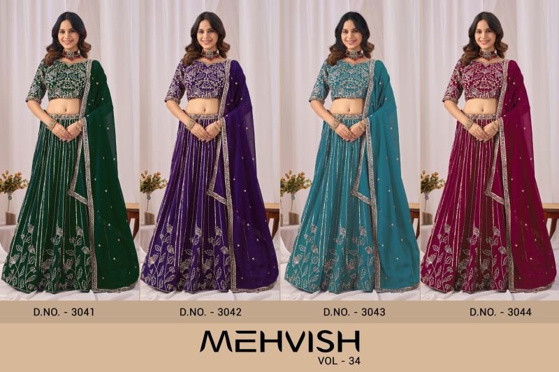 Stylish Mehvish Vol 34 Faux Georgette Embroidered Lehenga Choli Collection Wholesale 2026