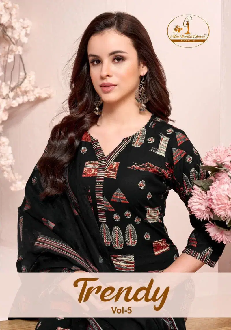 Miss World Trendy Vol 5 Readymade Cotton Printed Kurti Pant With Dupatta Wholesale