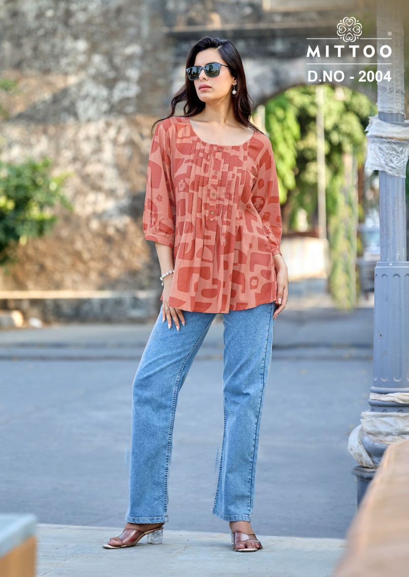 Buy Mittoo Crispy Rayon Printed Top Wholesale 2026