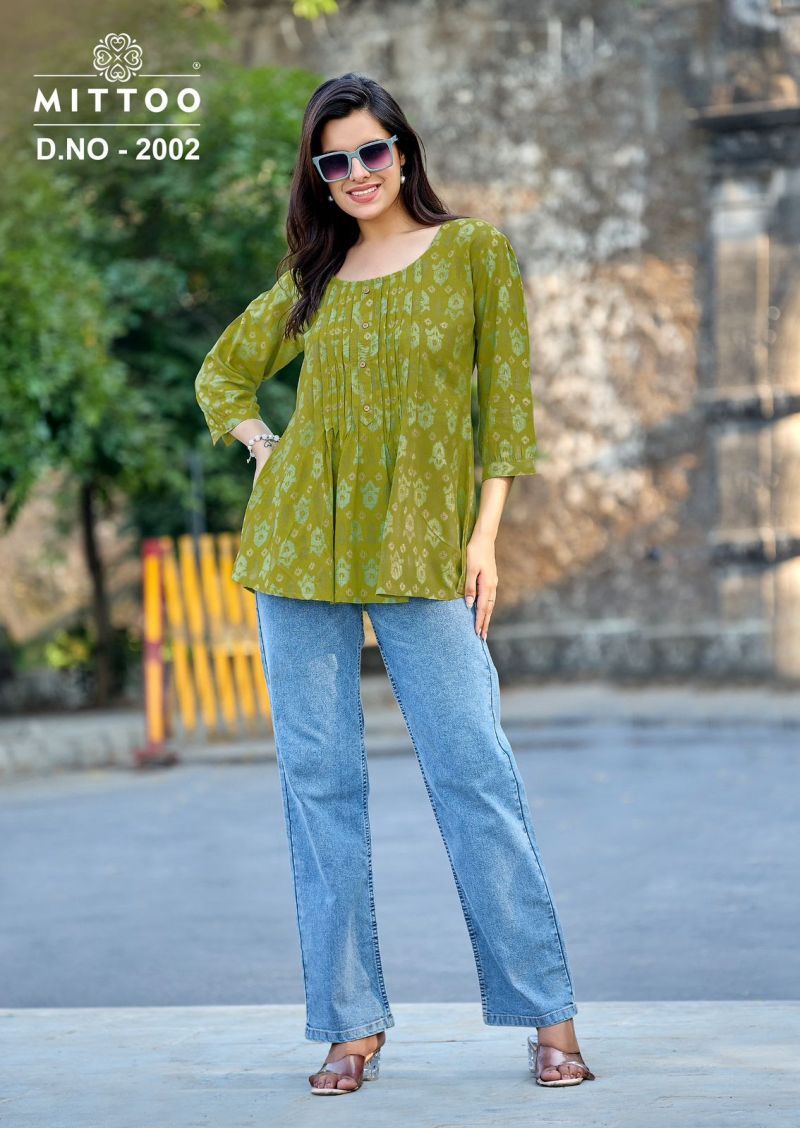 Buy Mittoo Crispy Rayon Printed Top Wholesale 2026