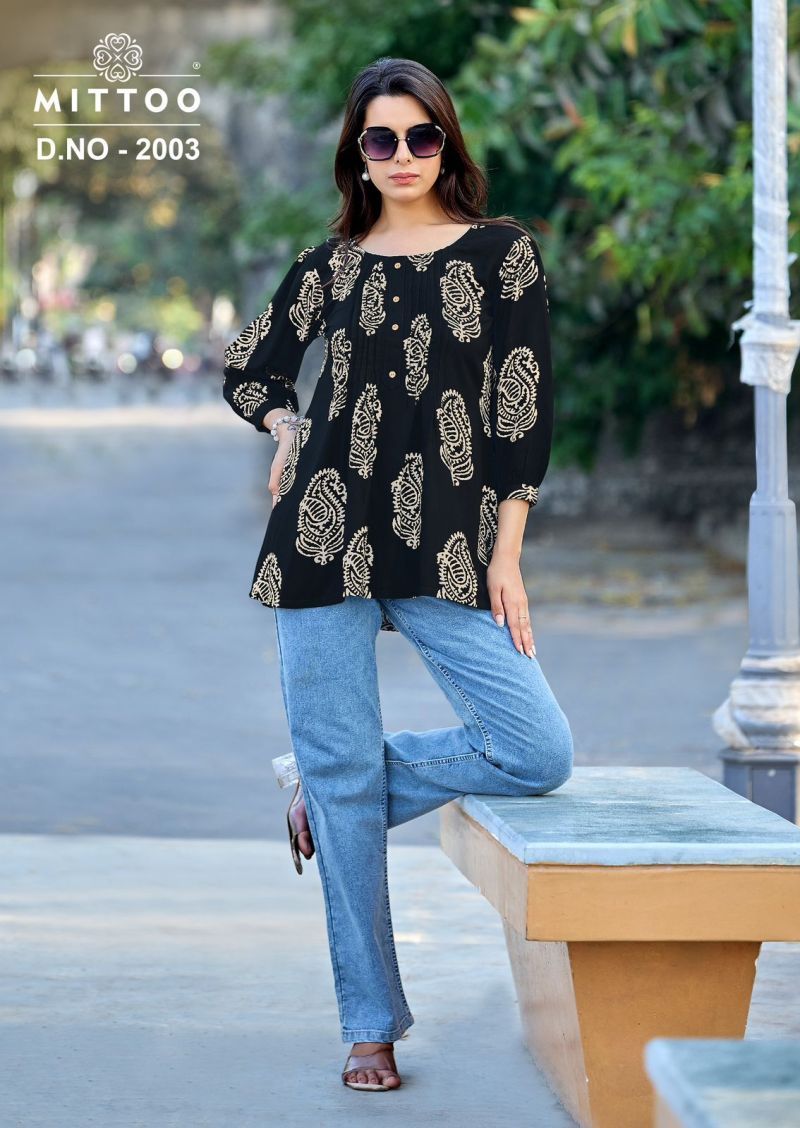 Buy Mittoo Crispy Rayon Printed Top Wholesale 2026
