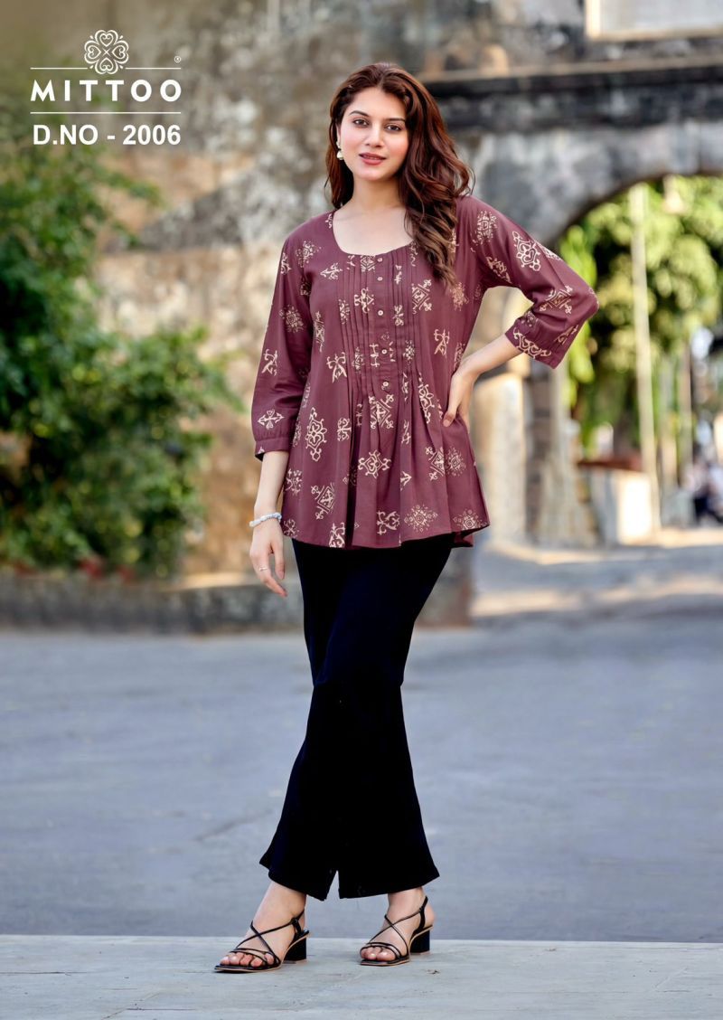Buy Mittoo Crispy Rayon Printed Top Wholesale 2026